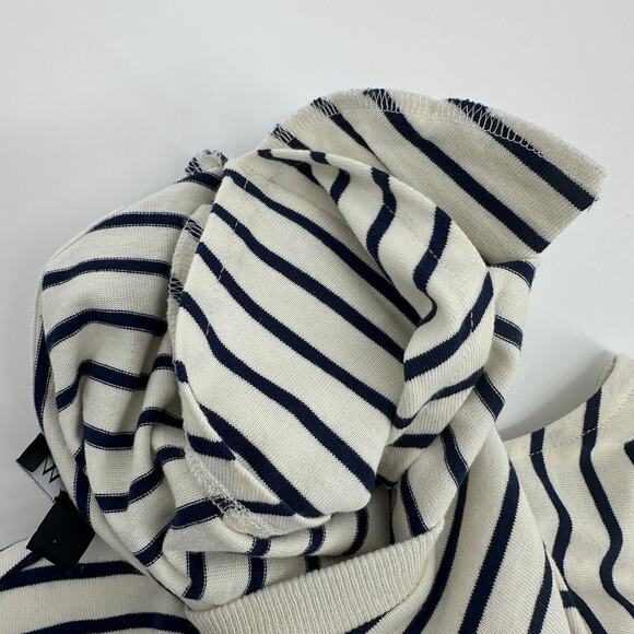 J. Crew Structured Muscle T-shirt Womens Size M Stripe Mariner Cotton Cream Navy - Picture 5 of 9